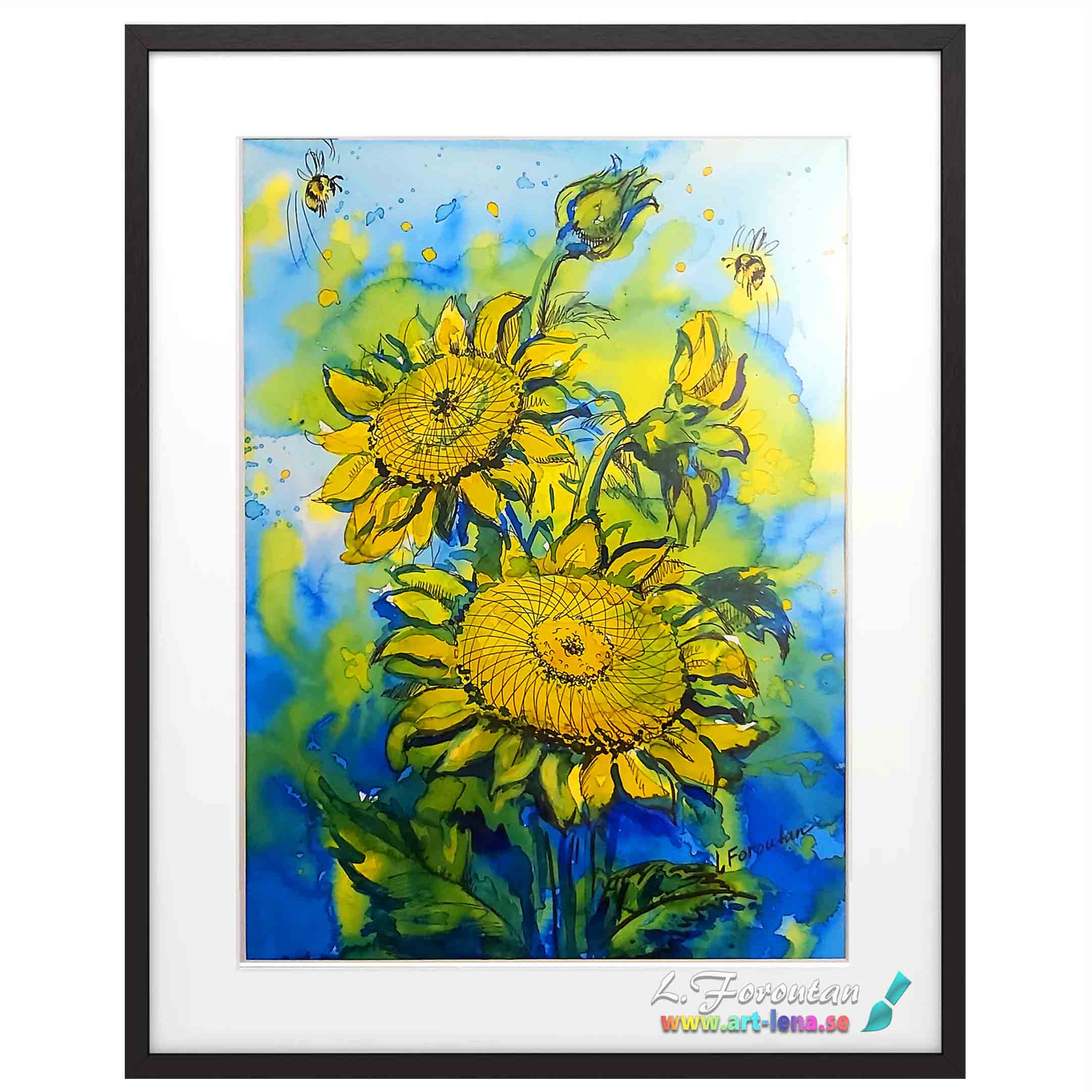 ink sunflowers